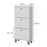 Vicco Scarpiera Bianco 36 x 135 cm con 3 cassetti incernierati