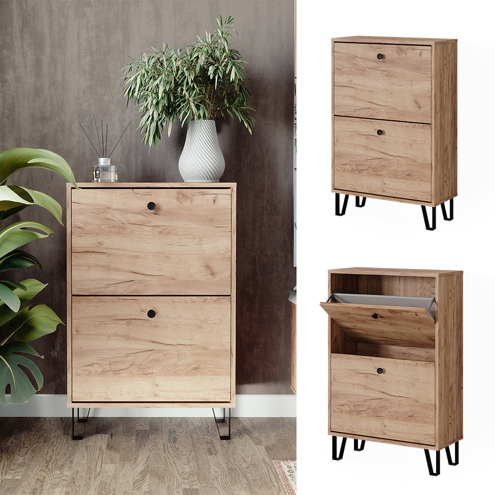 Vicco Scarpiera Quercia dorata 60 x 92 cm con 2 cassetti incernierati