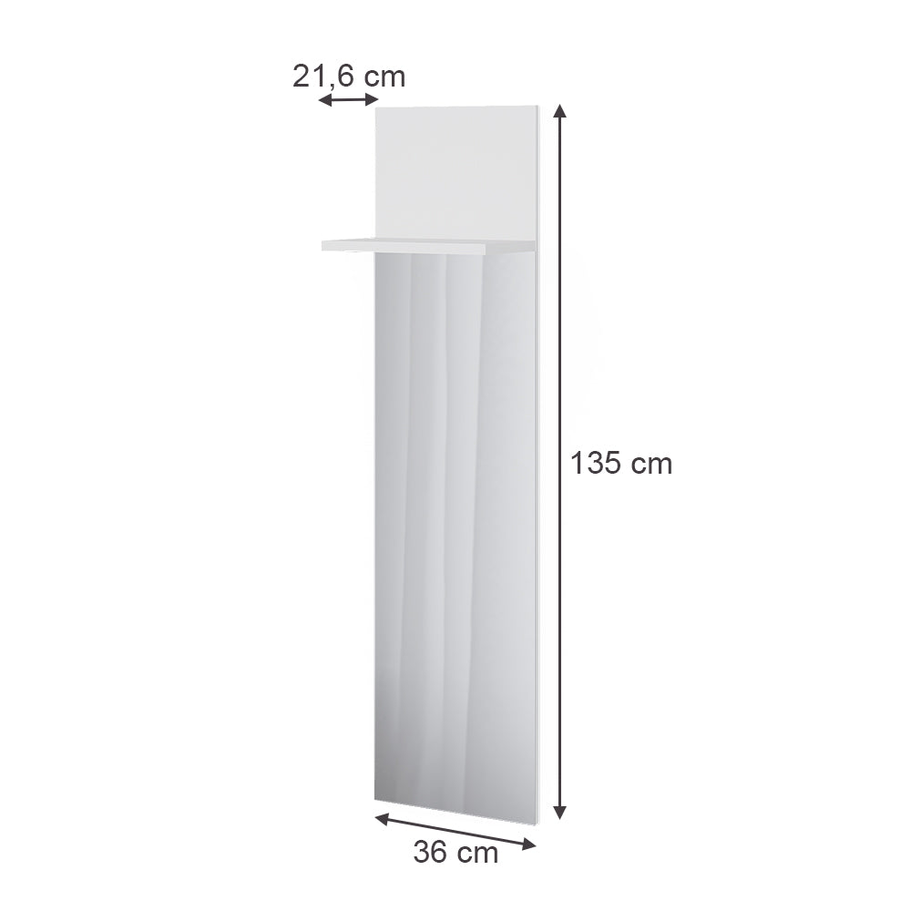 Vicco Appendiabiti da parete Bianco 36 x 135 cm con specchio