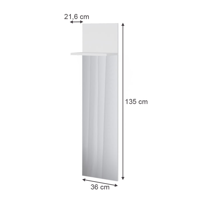 Vicco Appendiabiti da parete Bianco 36 x 135 cm con specchio