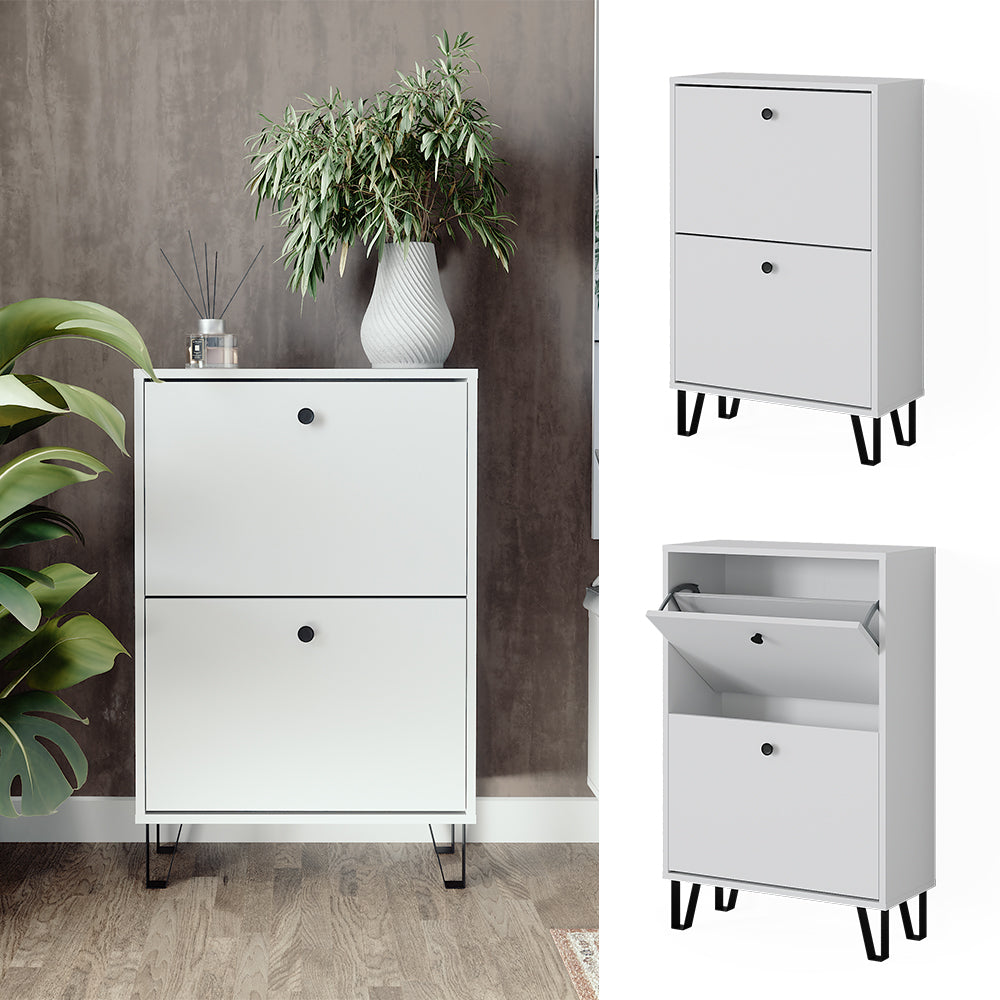 Vicco Scarpiera Bianco 60 x 92 cm con 2 cassetti incernierati