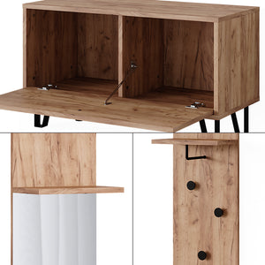 Vicco Set di armadi Quercia dorata Set con appendiabiti a parete e panca per scarpe