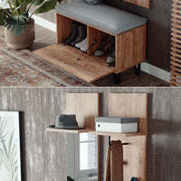 Vicco Set di armadi Quercia dorata Set con appendiabiti a parete e panca per scarpe