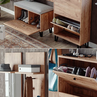 Vicco Set guardaroba  Quercia dorata Set con appendiabiti a parete, panca e scarpiera