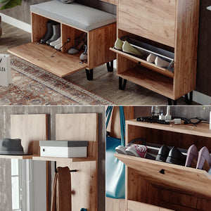 Vicco Set guardaroba  Quercia dorata Set con appendiabiti a parete, panca e scarpiera