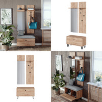 Vicco Set di armadi Quercia dorata Set con appendiabiti a parete e panca per scarpe