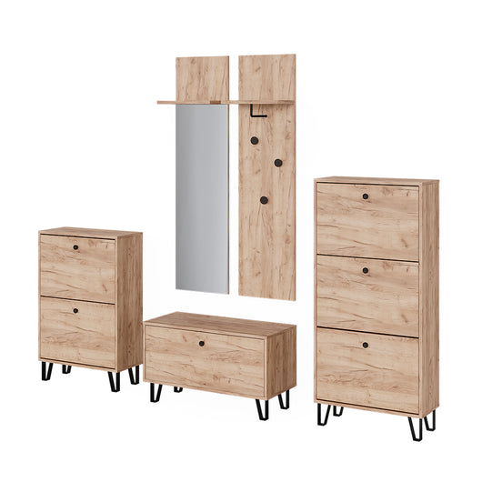 Vicco Set guardaroba  Quercia dorata Set con armadi, panca e scarpiere