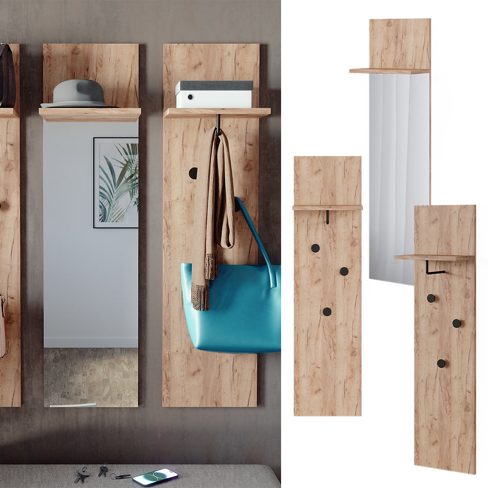 Vicco Armadio a muro  Quercia dorata Set di 3 appendiabiti da parete