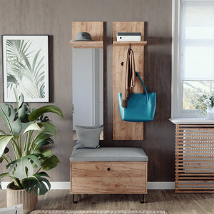 Vicco Set di armadi Quercia dorata Set con appendiabiti a parete e panca per scarpe