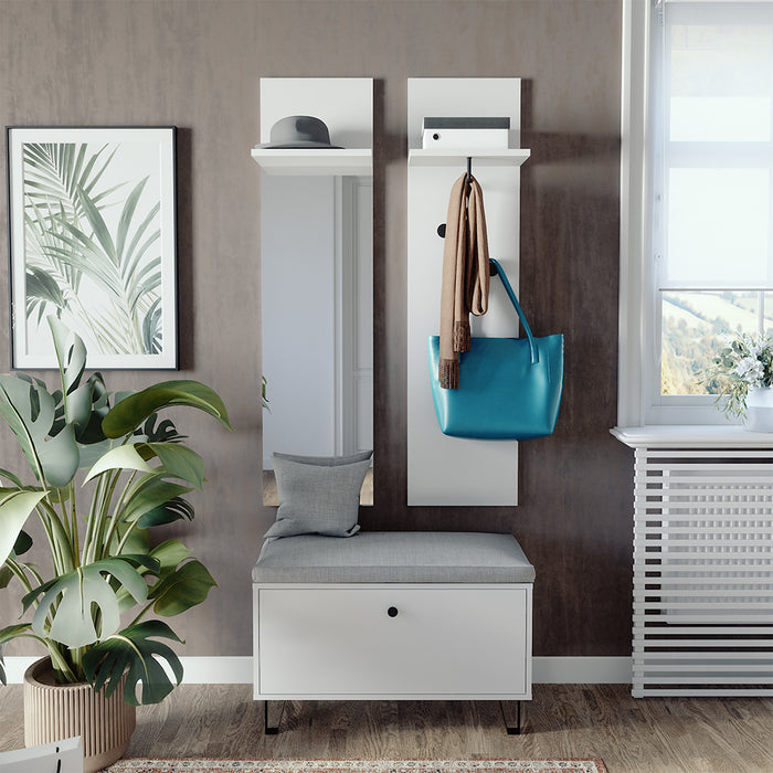 Vicco Set di armadi Bianco Set con appendiabiti a parete e panca per scarpe