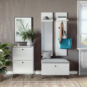 Vicco Set guardaroba  Bianco Set con appendiabiti a parete, panca e scarpiera