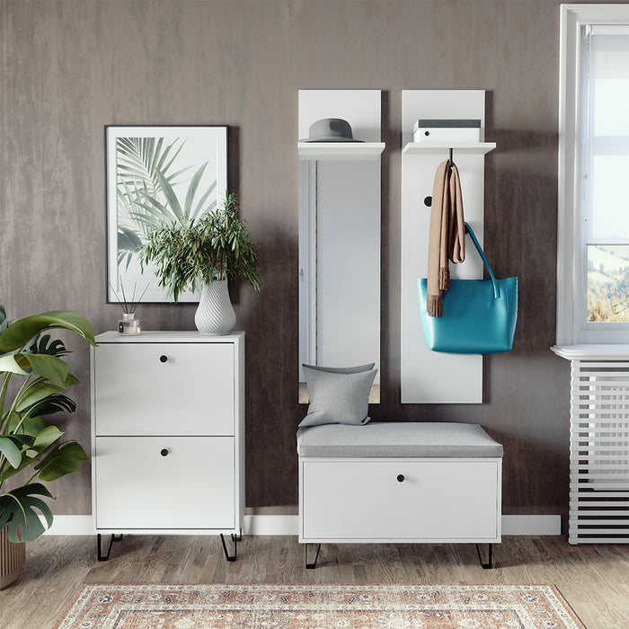 Vicco Set guardaroba  Bianco Set con appendiabiti a parete, panca e scarpiera
