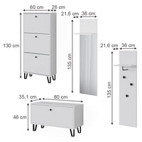 Vicco Set guardaroba  Bianco Set con appendiabiti a parete, panca e scarpiera