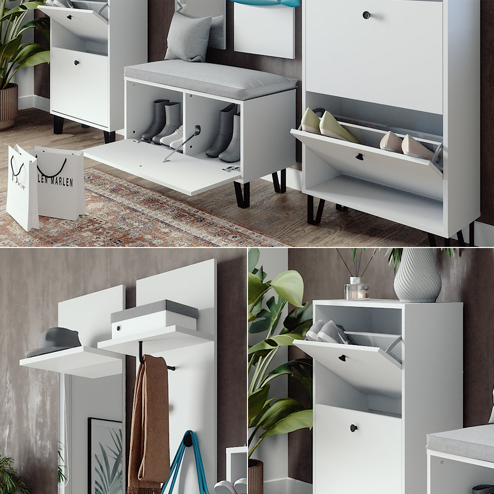 Vicco Set di armadi Bianco Set con armadi, panca per scarpe e scarpiere