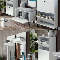 Vicco Set di armadi Bianco Set con armadi, panca per scarpe e scarpiere