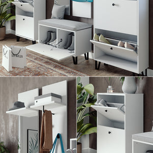 Vicco Set di armadi Bianco Set con armadi, panca per scarpe e scarpiere