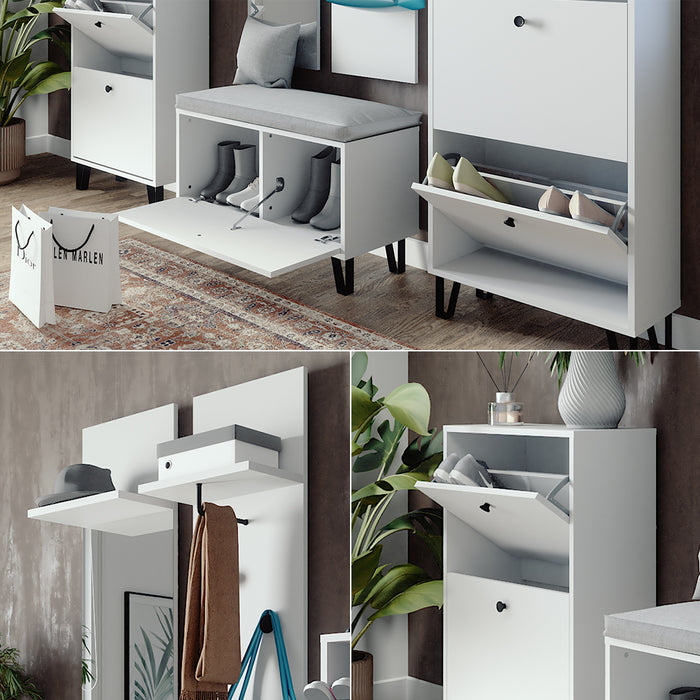 Vicco Set di armadi Bianco Set con armadi, panca per scarpe e scarpiere