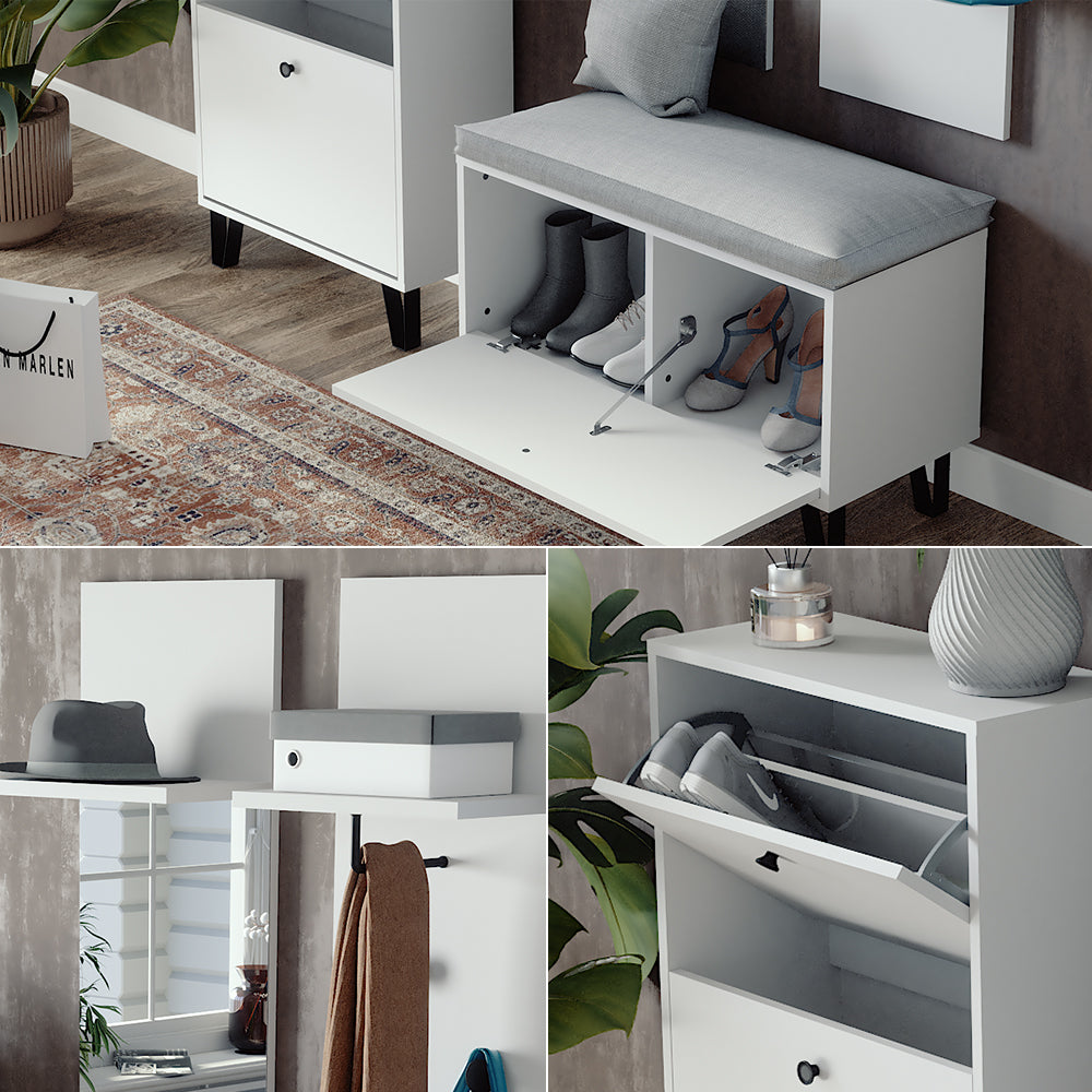 Vicco Set guardaroba  Bianco Set con appendiabiti a parete, panca e scarpiera