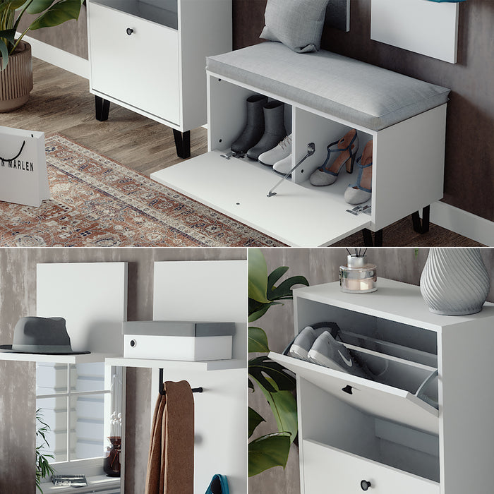 Vicco Set guardaroba  Bianco Set con appendiabiti a parete, panca e scarpiera