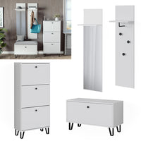 Vicco Set guardaroba  Bianco Set con appendiabiti a parete, panca e scarpiera