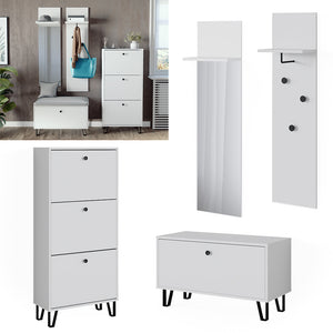 Vicco Set guardaroba  Bianco Set con appendiabiti a parete, panca e scarpiera