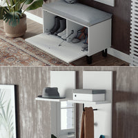 Vicco Set di armadi Bianco Set con appendiabiti a parete e panca per scarpe