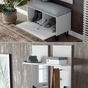 Vicco Set di armadi Bianco Set con appendiabiti a parete e panca per scarpe