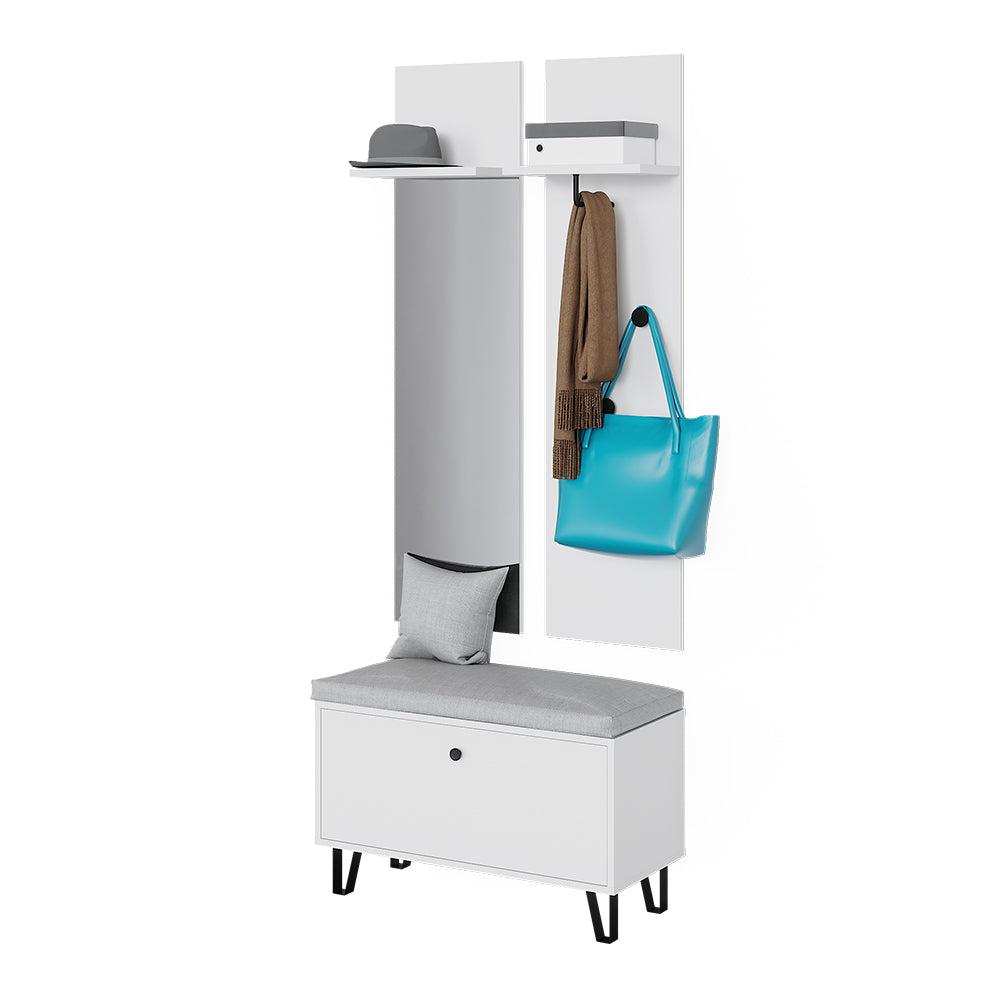 Vicco Set di armadi Bianco Set con appendiabiti a parete e panca per scarpe