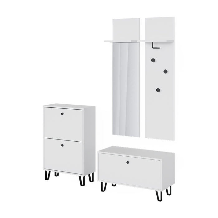 Vicco Set guardaroba  Bianco Set con appendiabiti a parete, panca e scarpiera