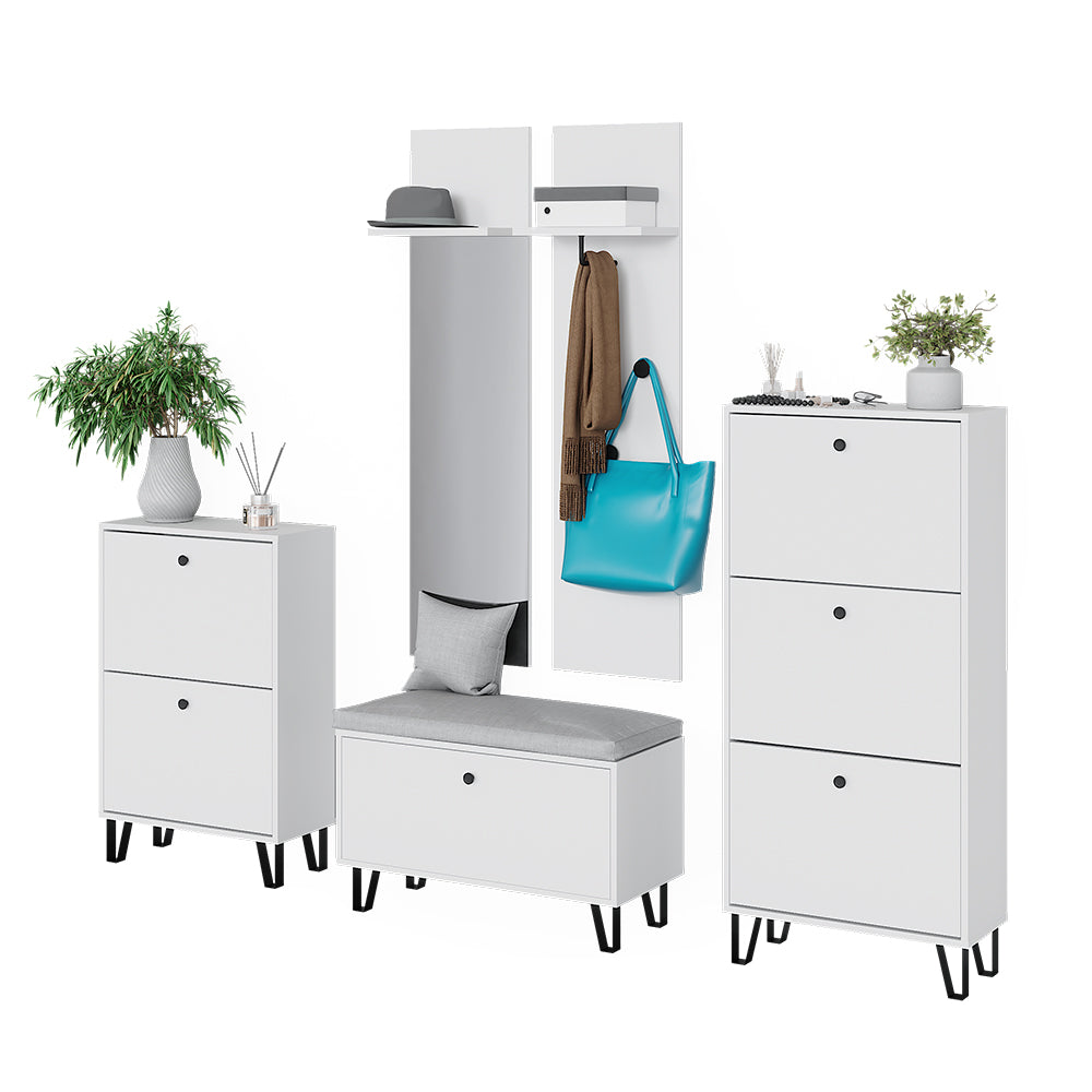 Vicco Set di armadi Bianco Set con armadi, panca per scarpe e scarpiere