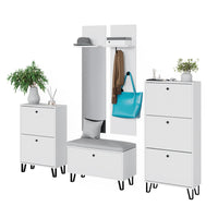 Vicco Set di armadi Bianco Set con armadi, panca per scarpe e scarpiere