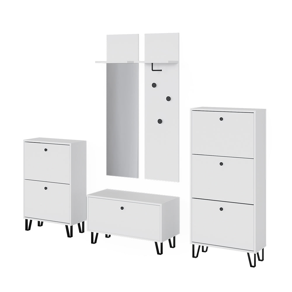 Vicco Set di armadi Bianco Set con armadi, panca per scarpe e scarpiere