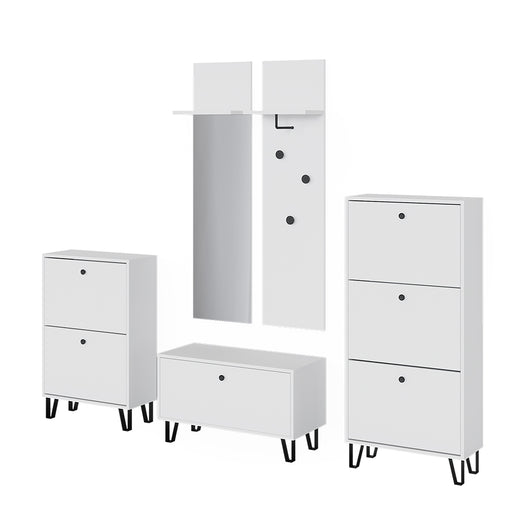 Vicco Set di armadi Bianco Set con armadi, panca per scarpe e scarpiere