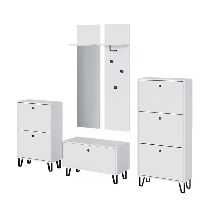 Vicco Set di armadi Bianco Set con armadi, panca per scarpe e scarpiere