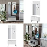 Vicco Set di armadi Bianco Set con appendiabiti a parete e panca per scarpe