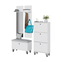 Vicco Set guardaroba  Bianco Set con appendiabiti a parete, panca e scarpiera