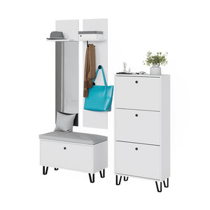 Vicco Set guardaroba  Bianco Set con appendiabiti a parete, panca e scarpiera