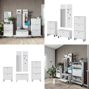Vicco Set di armadi Bianco Set con armadi, panca per scarpe e scarpiere