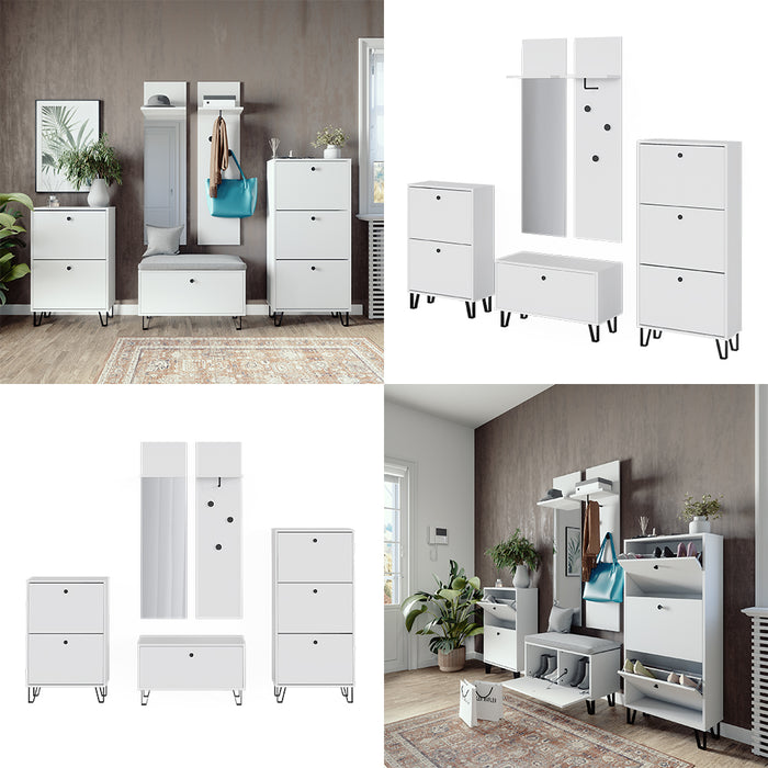 Vicco Set di armadi Bianco Set con armadi, panca per scarpe e scarpiere