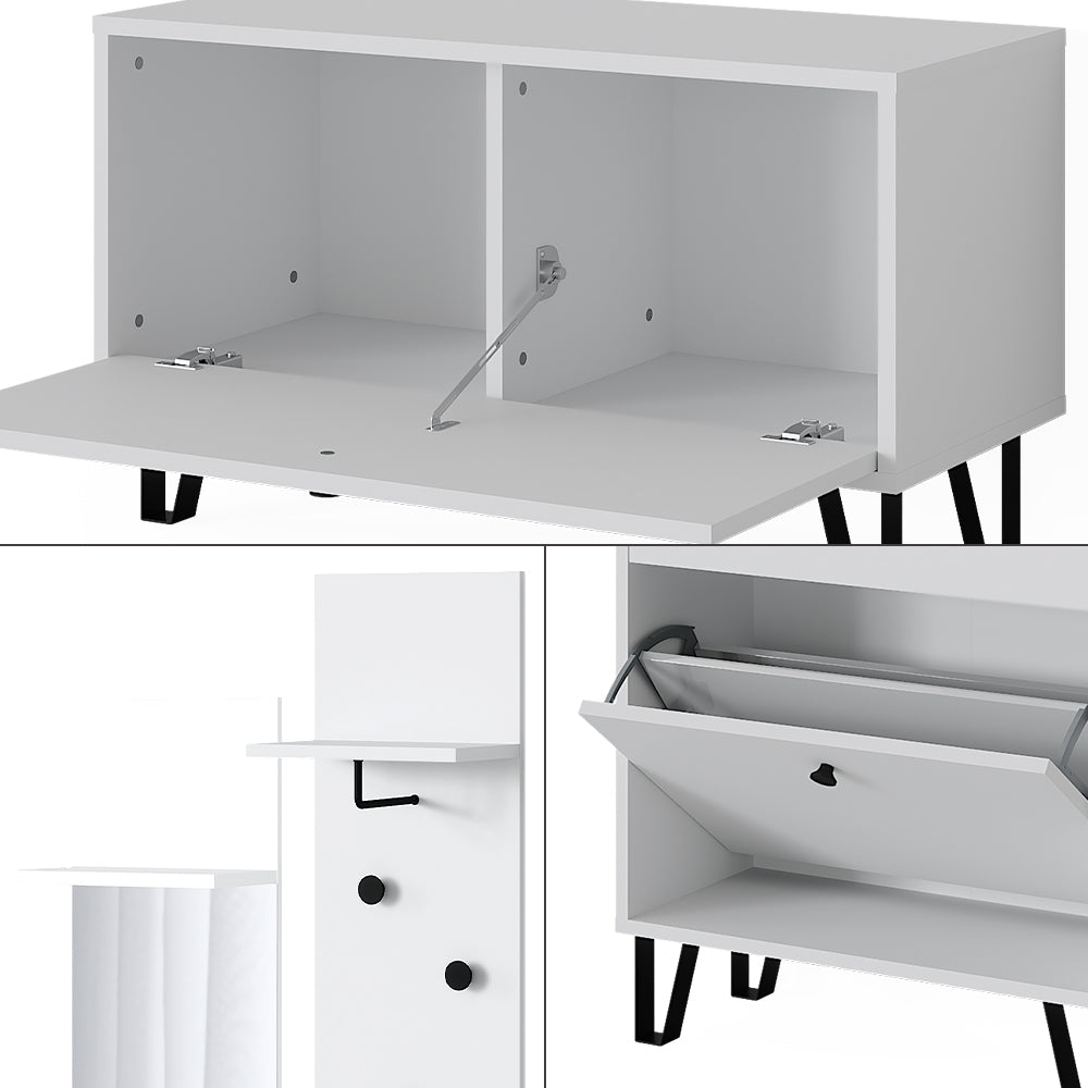 Vicco Set guardaroba  Bianco Set con appendiabiti a parete, panca e scarpiera