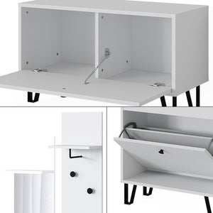 Vicco Set guardaroba  Bianco Set con appendiabiti a parete, panca e scarpiera