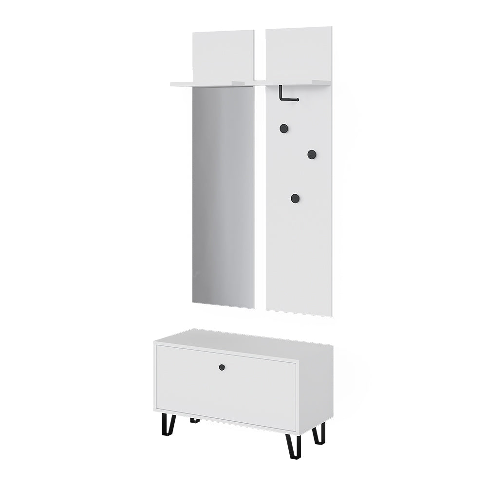 Vicco Set di armadi Bianco Set con appendiabiti a parete e panca per scarpe