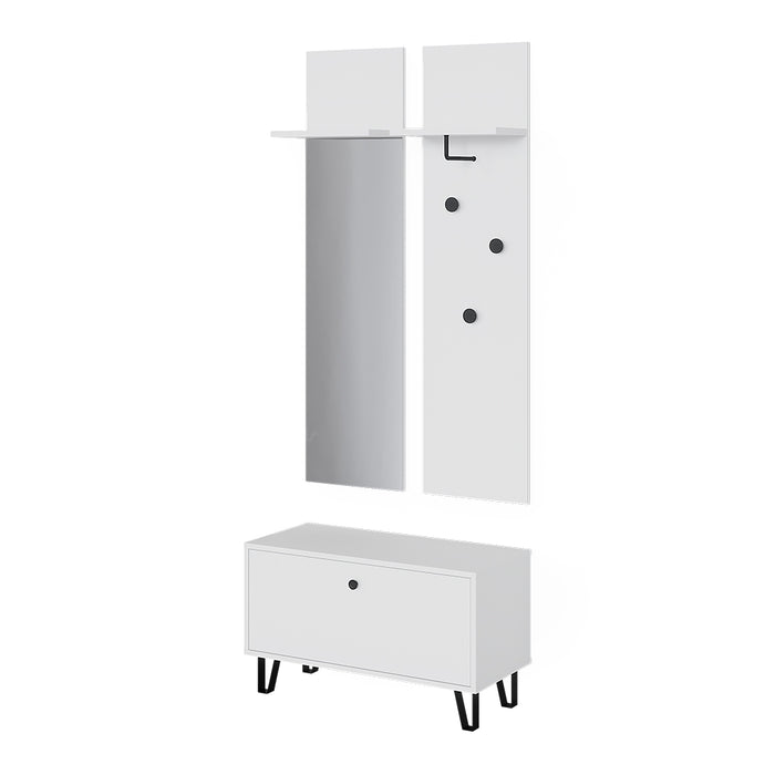 Vicco Set di armadi Bianco Set con appendiabiti a parete e panca per scarpe