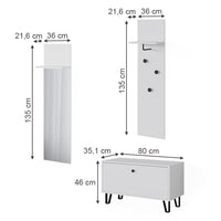 Vicco Set di armadi Bianco Set con appendiabiti a parete e panca per scarpe