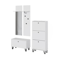 Vicco Set guardaroba  Bianco Set con appendiabiti a parete, panca e scarpiera