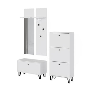 Vicco Set guardaroba  Bianco Set con appendiabiti a parete, panca e scarpiera