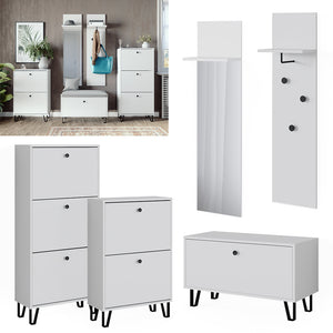 Vicco Set di armadi Bianco Set con armadi, panca per scarpe e scarpiere