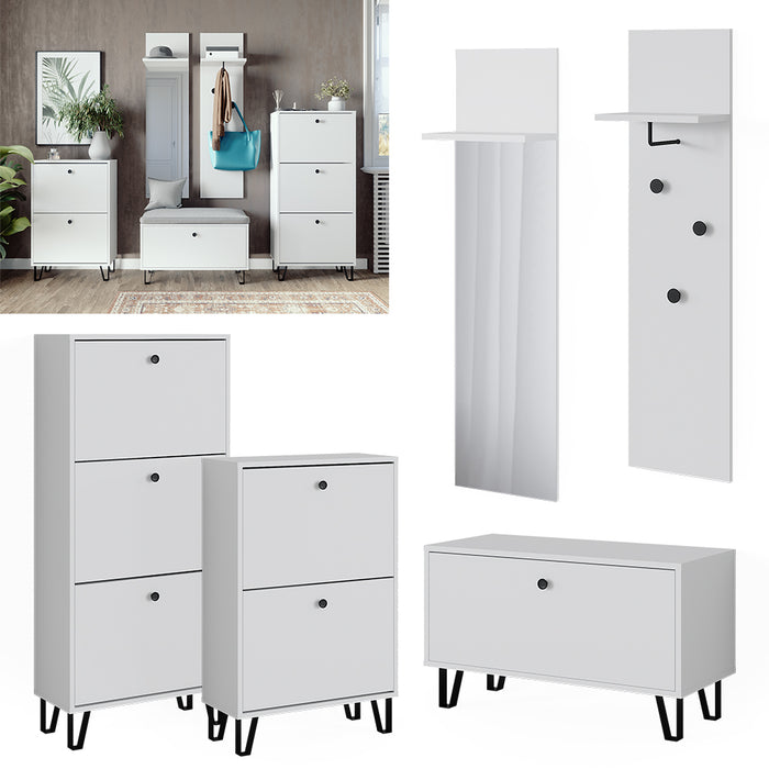Vicco Set di armadi Bianco Set con armadi, panca per scarpe e scarpiere