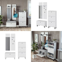 Vicco Set guardaroba  Bianco Set con appendiabiti a parete, panca e scarpiera