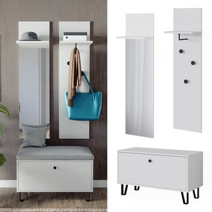 Vicco Set di armadi Bianco Set con appendiabiti a parete e panca per scarpe